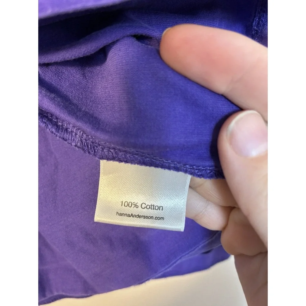 Hannah Andersson Long‎ Sleeve Dress Girls Sz 7 Purple Tired Casual Cotton